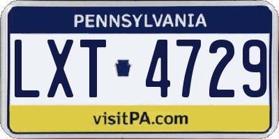 PA license plate LXT4729