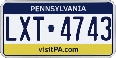 PA license plate LXT4743