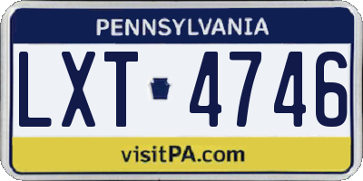 PA license plate LXT4746