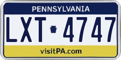 PA license plate LXT4747
