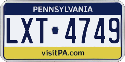 PA license plate LXT4749