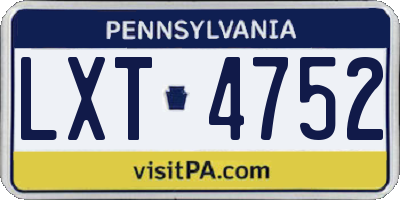 PA license plate LXT4752