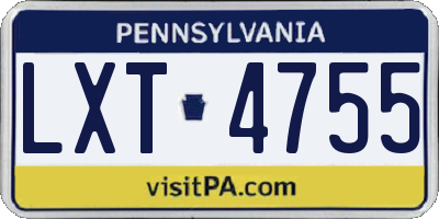 PA license plate LXT4755