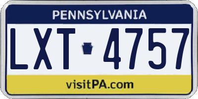 PA license plate LXT4757