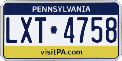 PA license plate LXT4758