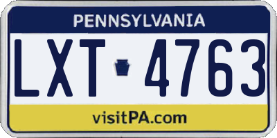 PA license plate LXT4763