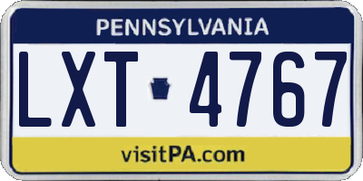 PA license plate LXT4767