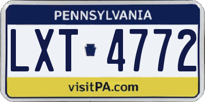 PA license plate LXT4772