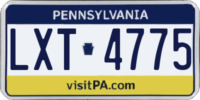 PA license plate LXT4775