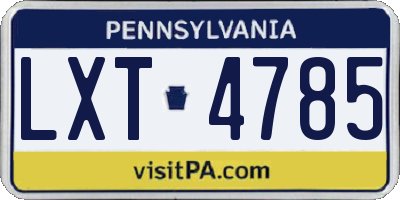 PA license plate LXT4785
