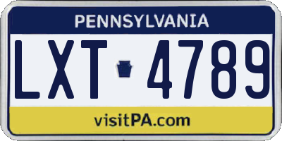 PA license plate LXT4789