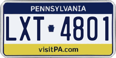 PA license plate LXT4801