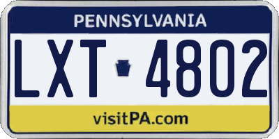 PA license plate LXT4802