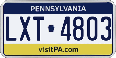PA license plate LXT4803