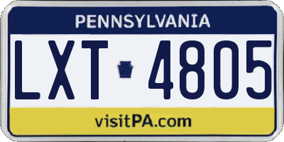 PA license plate LXT4805