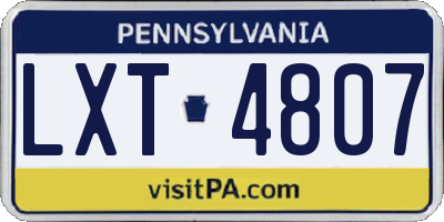 PA license plate LXT4807