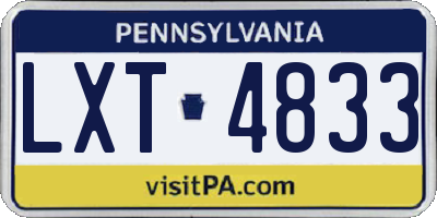 PA license plate LXT4833