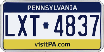 PA license plate LXT4837