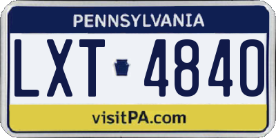 PA license plate LXT4840