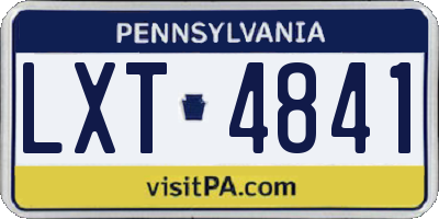 PA license plate LXT4841