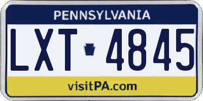 PA license plate LXT4845
