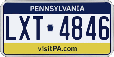 PA license plate LXT4846