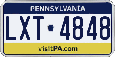 PA license plate LXT4848