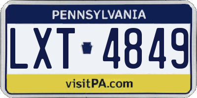 PA license plate LXT4849