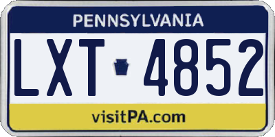 PA license plate LXT4852