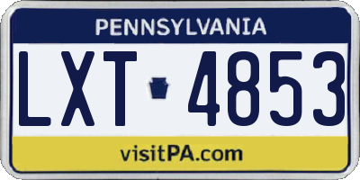 PA license plate LXT4853