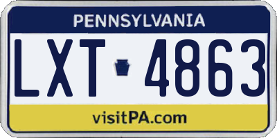 PA license plate LXT4863