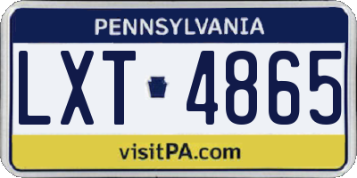 PA license plate LXT4865