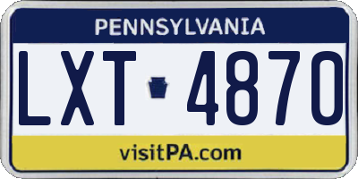 PA license plate LXT4870