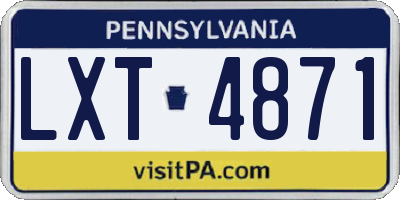 PA license plate LXT4871
