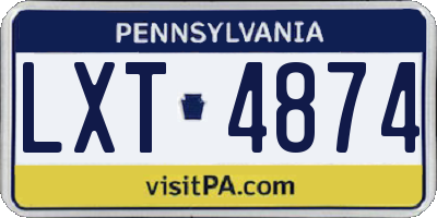 PA license plate LXT4874