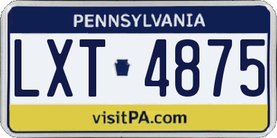 PA license plate LXT4875