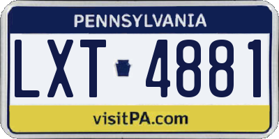 PA license plate LXT4881