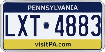 PA license plate LXT4883