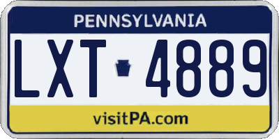 PA license plate LXT4889