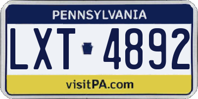 PA license plate LXT4892