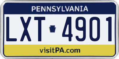 PA license plate LXT4901