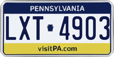 PA license plate LXT4903
