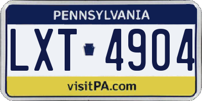 PA license plate LXT4904