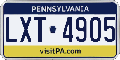 PA license plate LXT4905