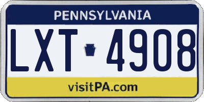 PA license plate LXT4908