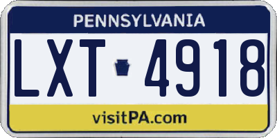 PA license plate LXT4918