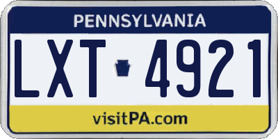 PA license plate LXT4921