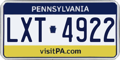 PA license plate LXT4922