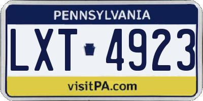 PA license plate LXT4923