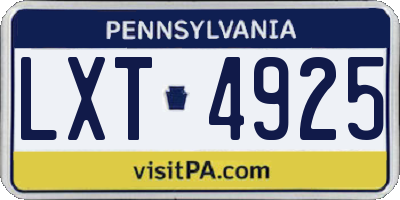 PA license plate LXT4925
